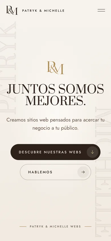 La misma página de inicio en un teléfono, adaptada a una pantalla estrecha.